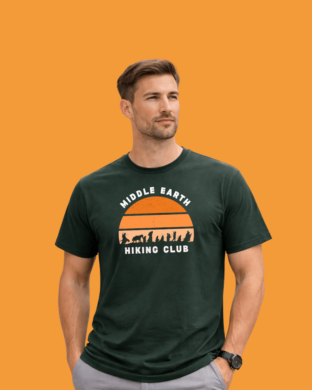 "Middle Earth Hiking Club" White Graphic T-shirt