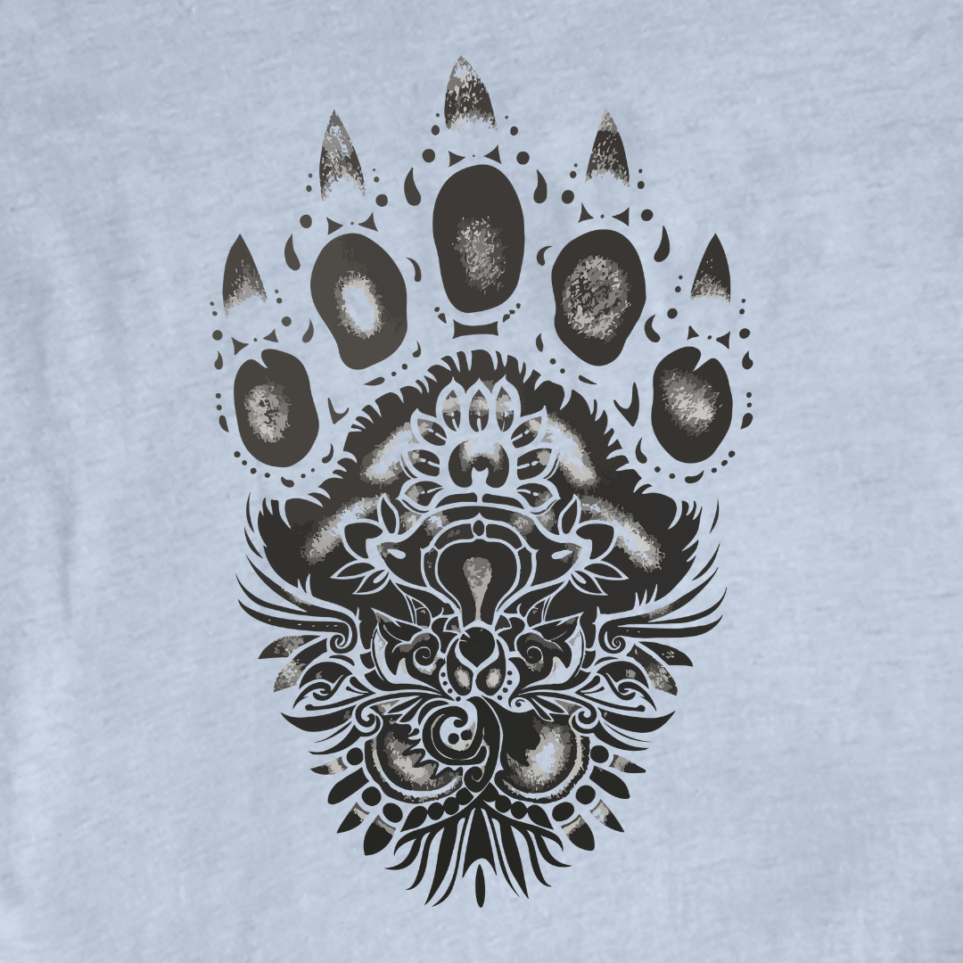 "Bear FootPrint Mandala" graphic T-shirt