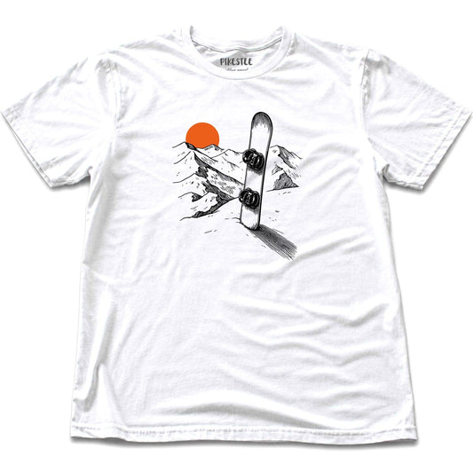 Hand Drawn Snowboard Landscape T-shirt - White