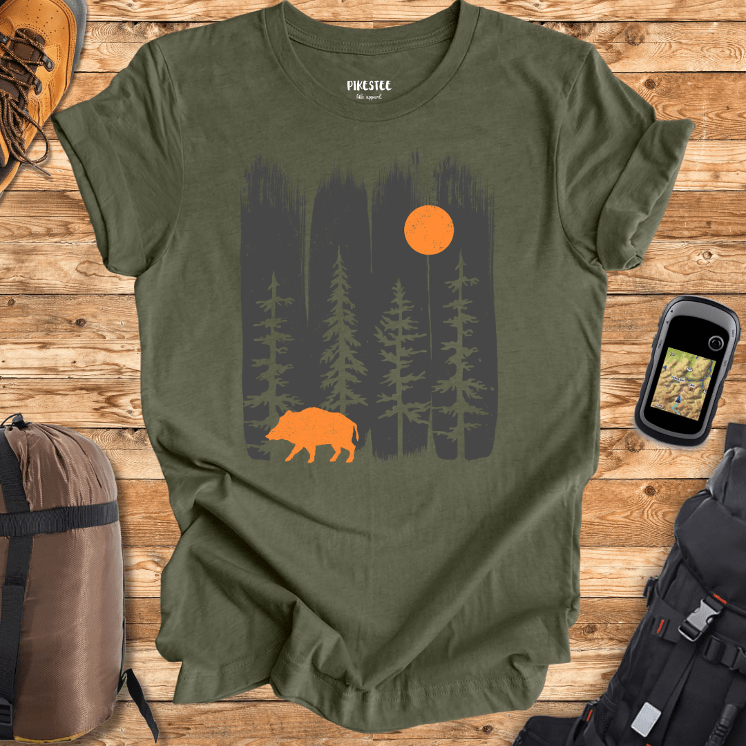 "Moon Wild Boar" graphic T-shirt