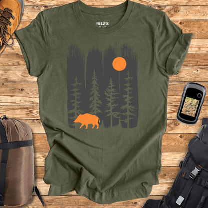 "Moon Wild Boar" graphic T-shirt