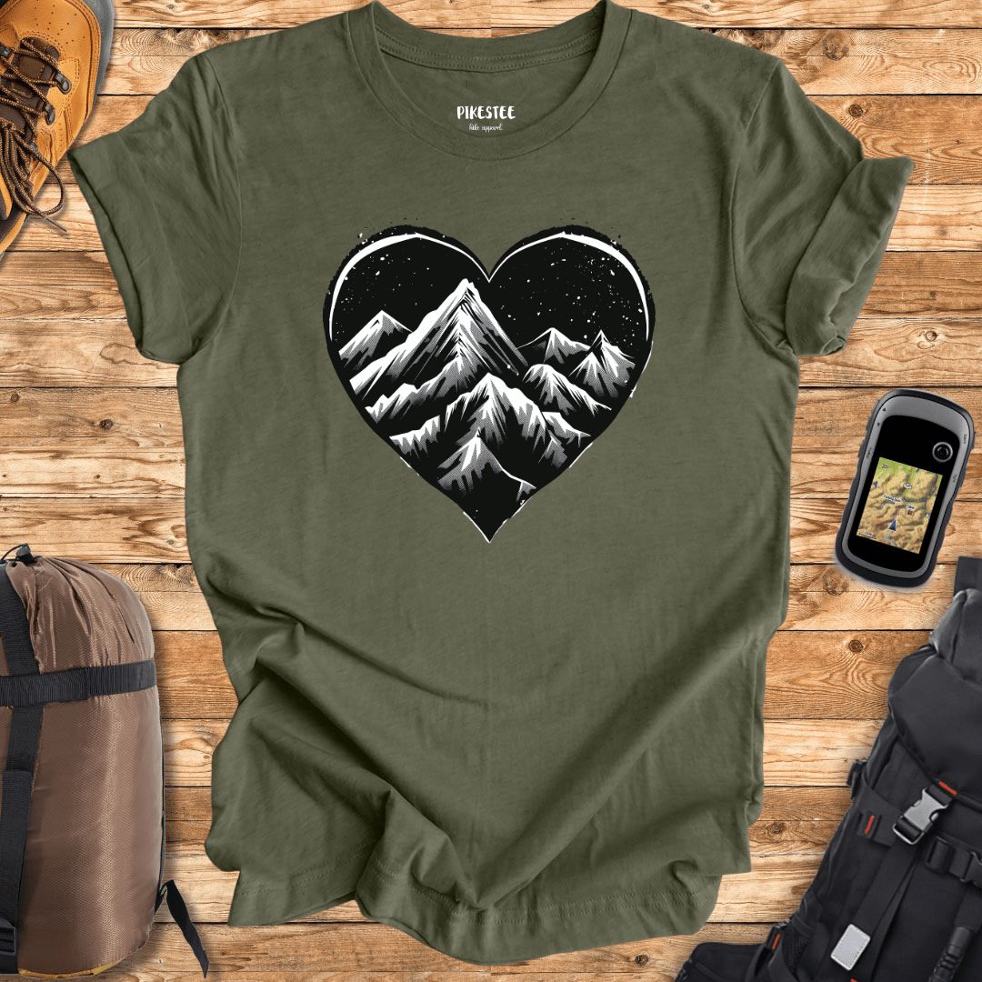 "Mountain at the right place" graphic T-shirt