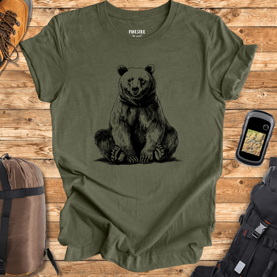 "Waiting Bear" graphic T-shirt