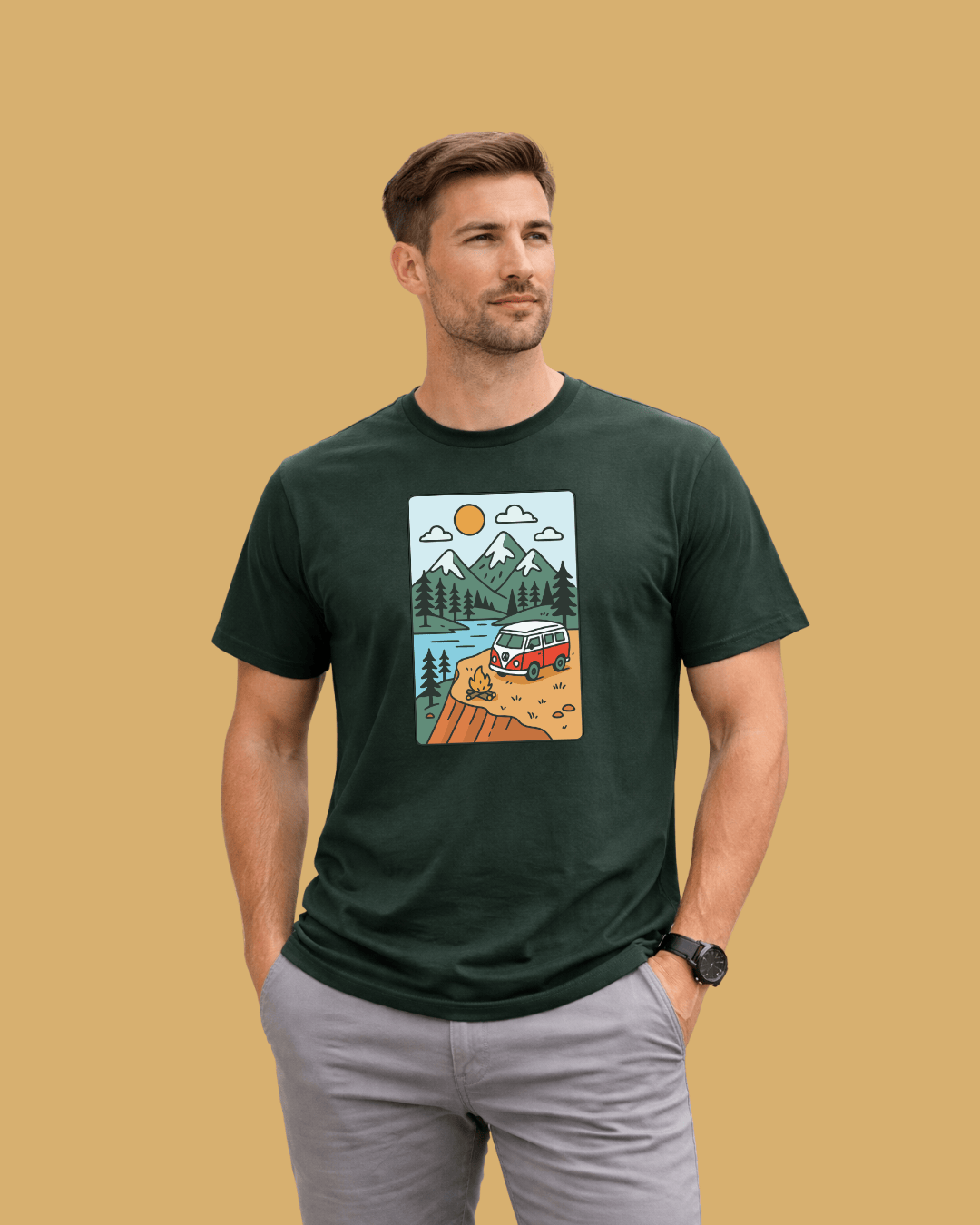 Cartoon Van Landscape T-shirt