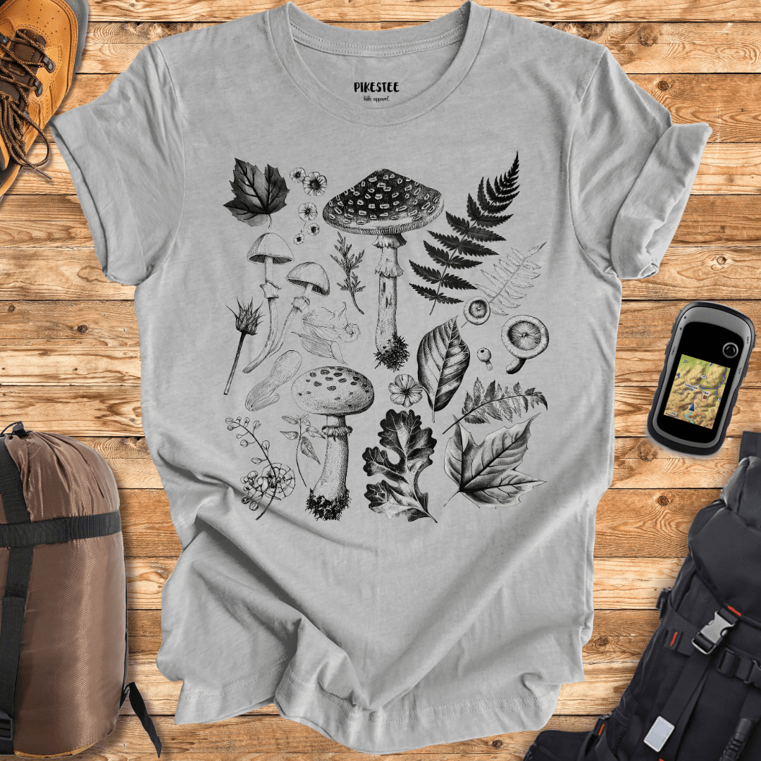 "Nature And Mushrooms" graphic T-shirt