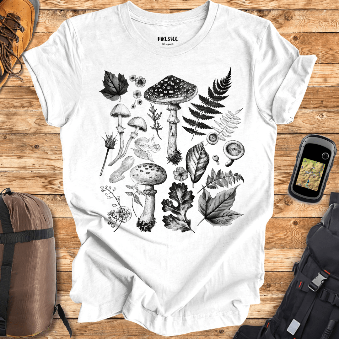 "Nature And Mushrooms" graphic T-shirt