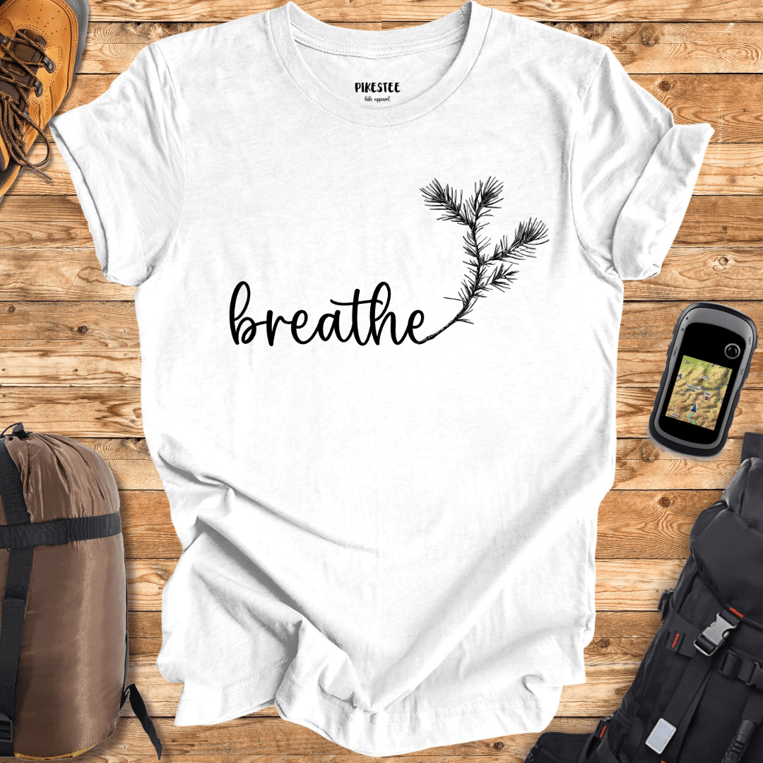 "Breathe the Pine" White graphic T-shirt