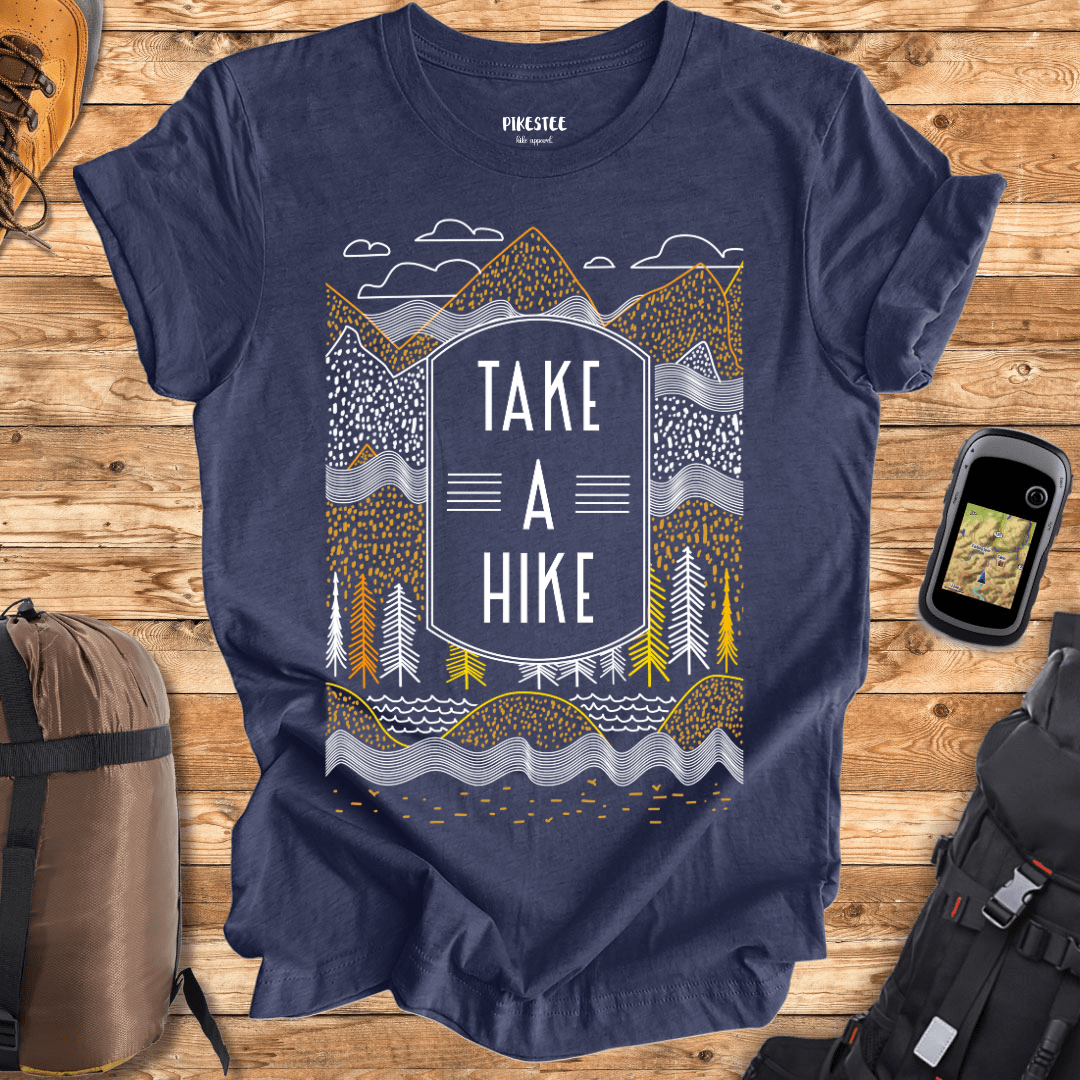 "Take A Hike Drawn" graphic T-shirt