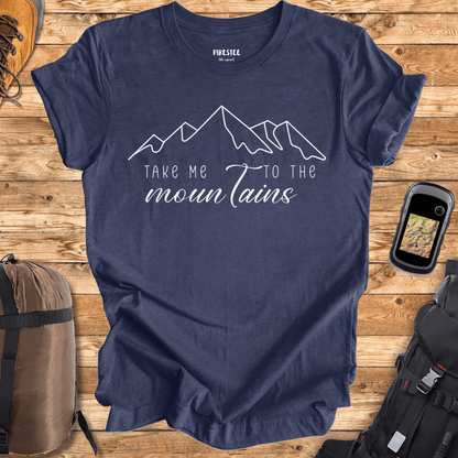 "Take me to the Mountains" White Design Graphic T-shirt