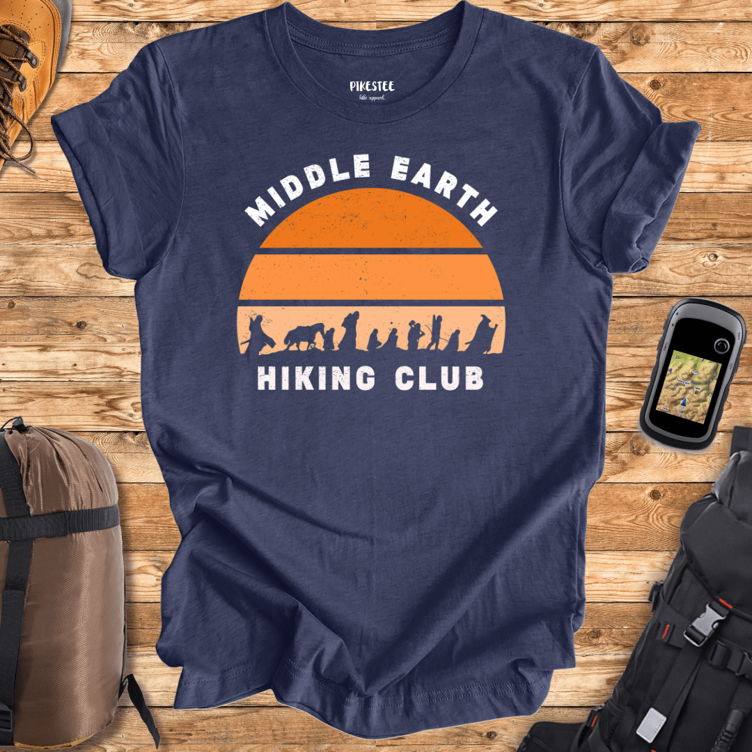 "Middle Earth Hiking Club" White Graphic T-shirt