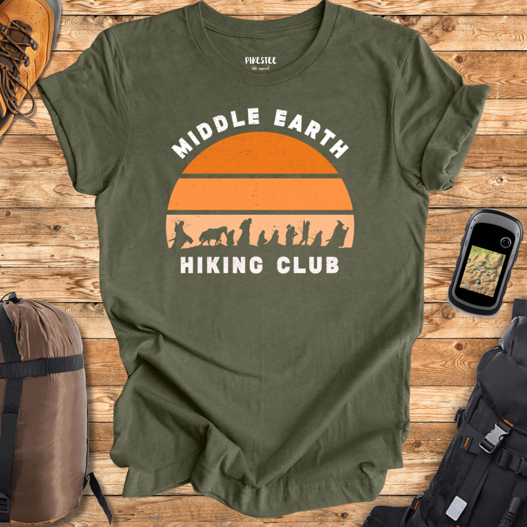 "Middle Earth Hiking Club" White Graphic T-shirt