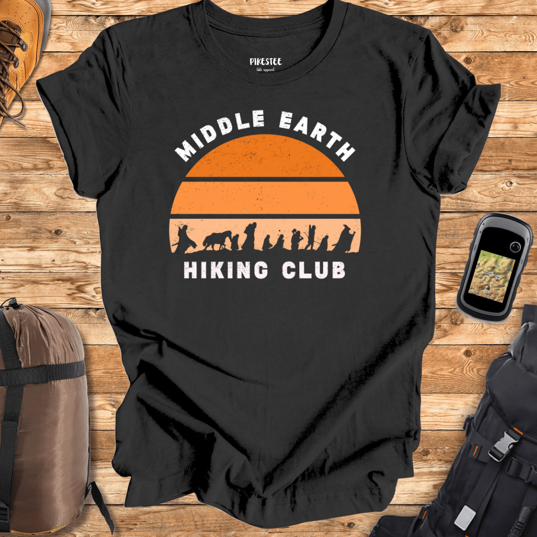 "Middle Earth Hiking Club" White Graphic T-shirt