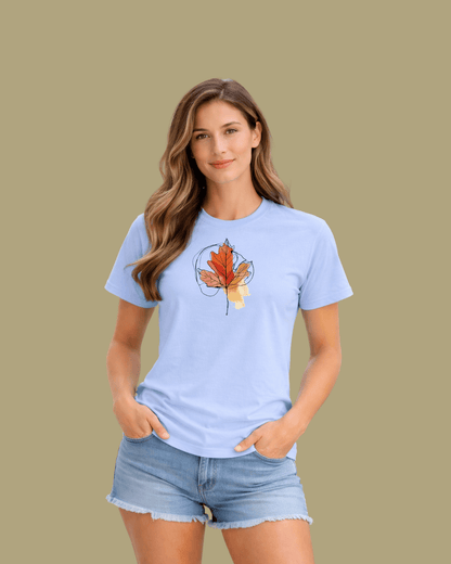 Line art Autumn Leaf T-shirt