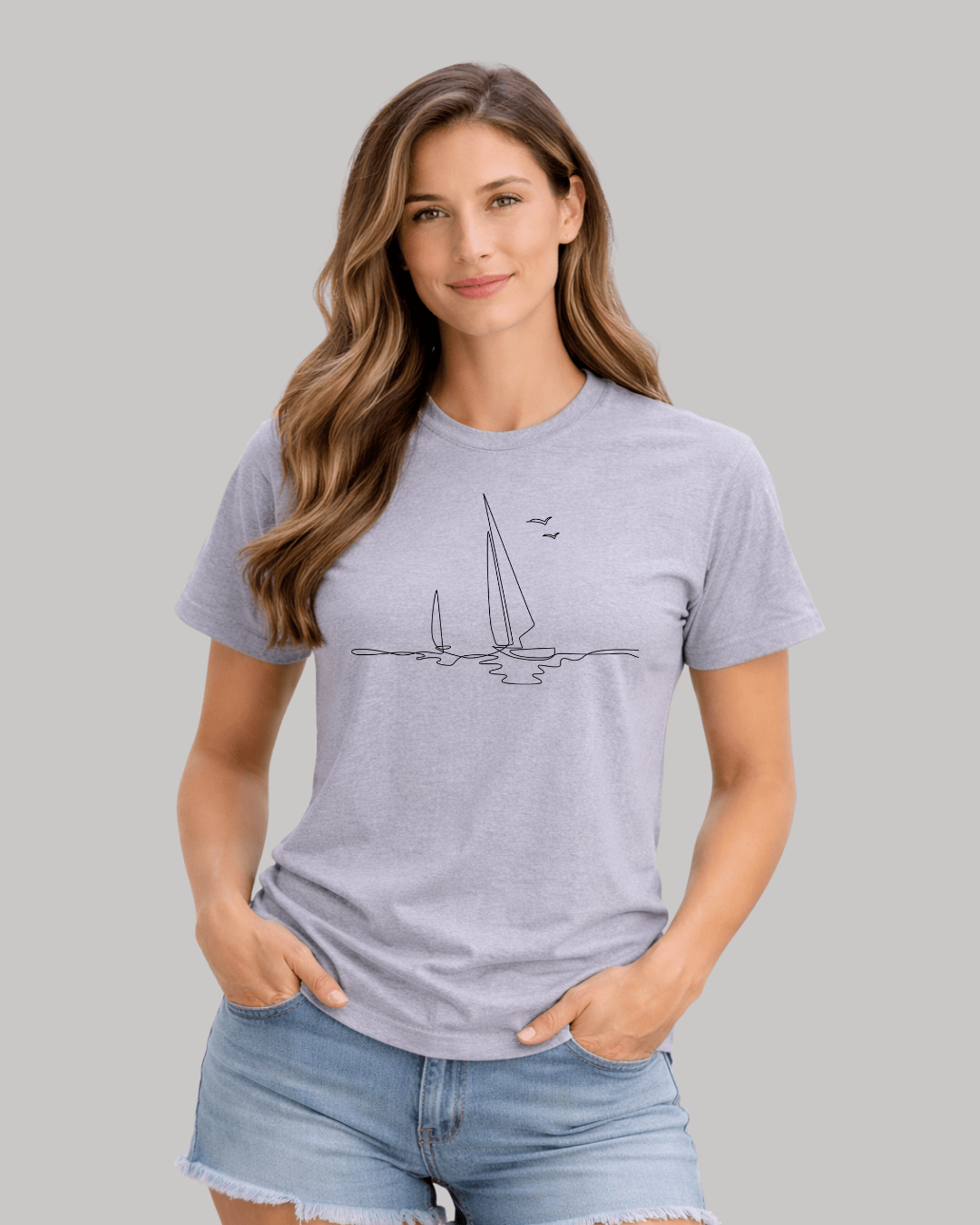 Two SailBoat Line Art T-shirt