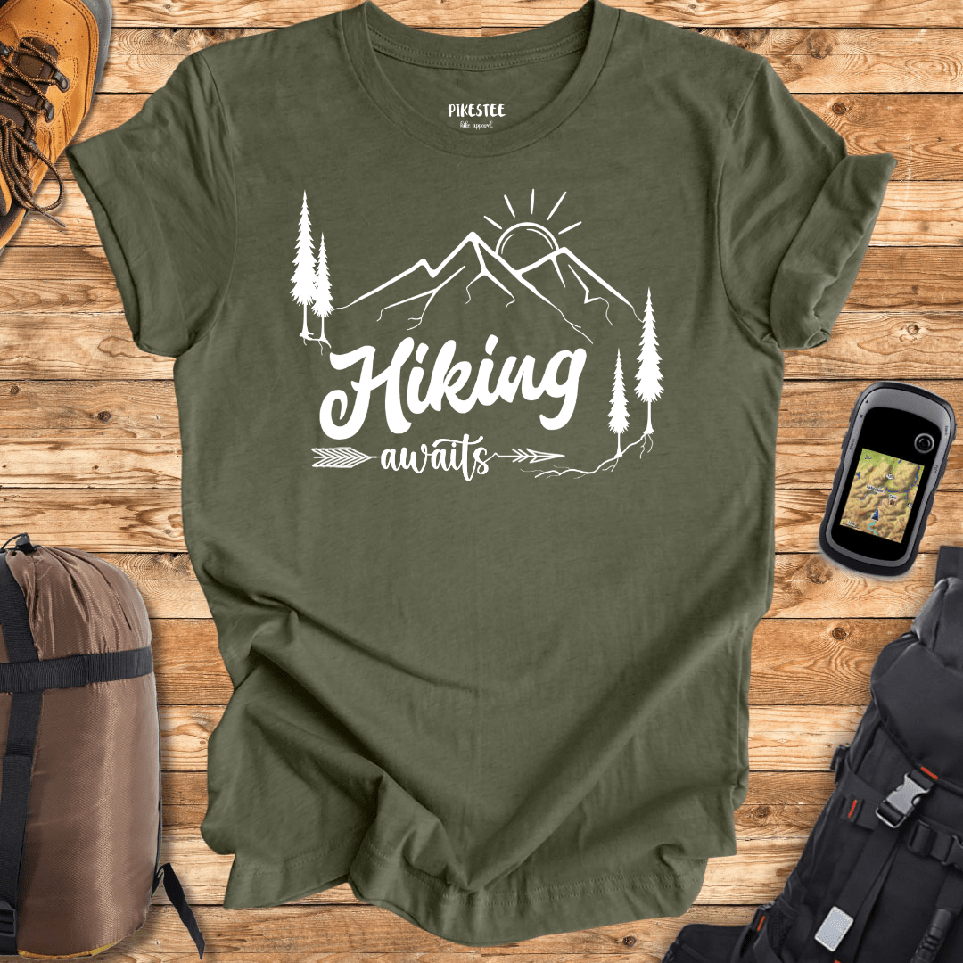 "Hiking Awaits" White T-shirt