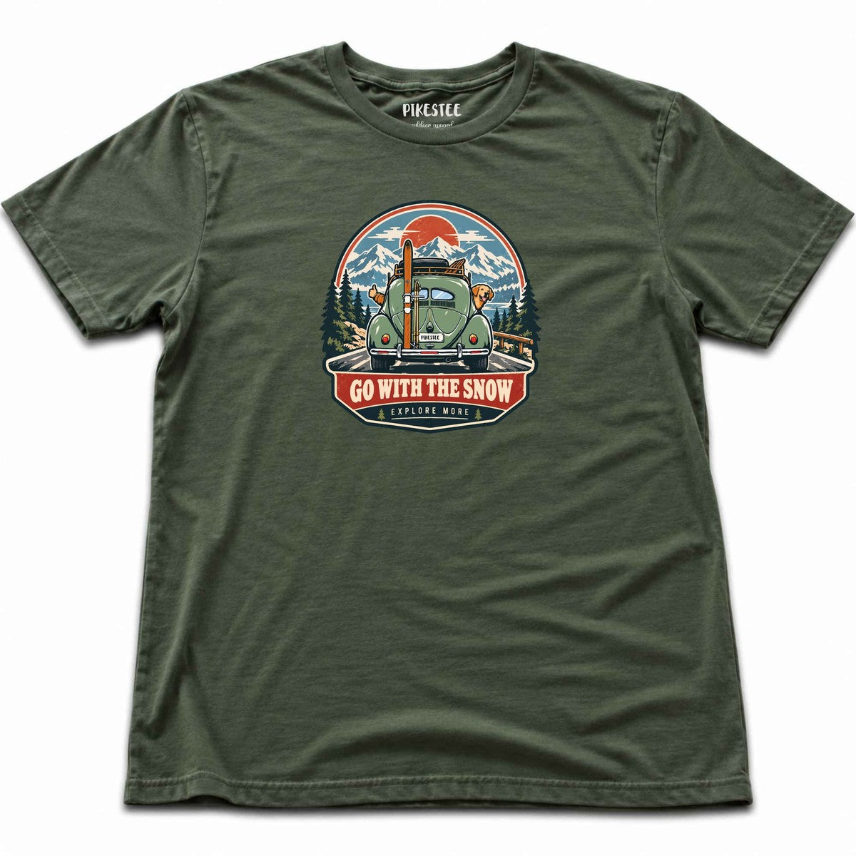 Gowith The Snow Car T-shirt - Military Green