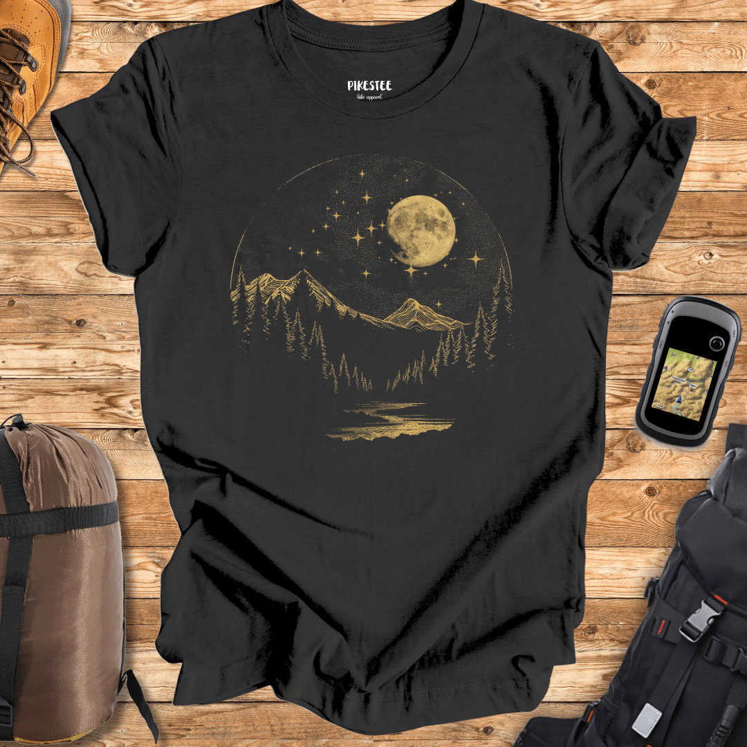 " Black and gold mountain Landscape " graphic T-shirt