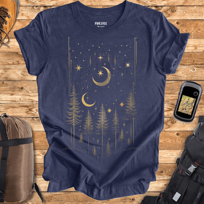 " Forest and night sky black and gold " graphic T-shirt