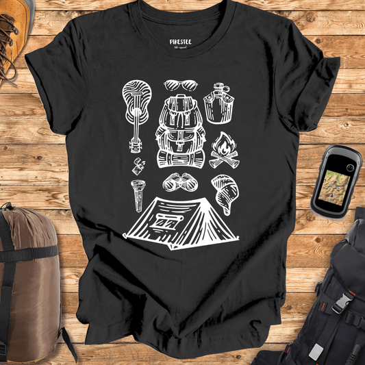 "Hiking Equipement" graphic T-shirt