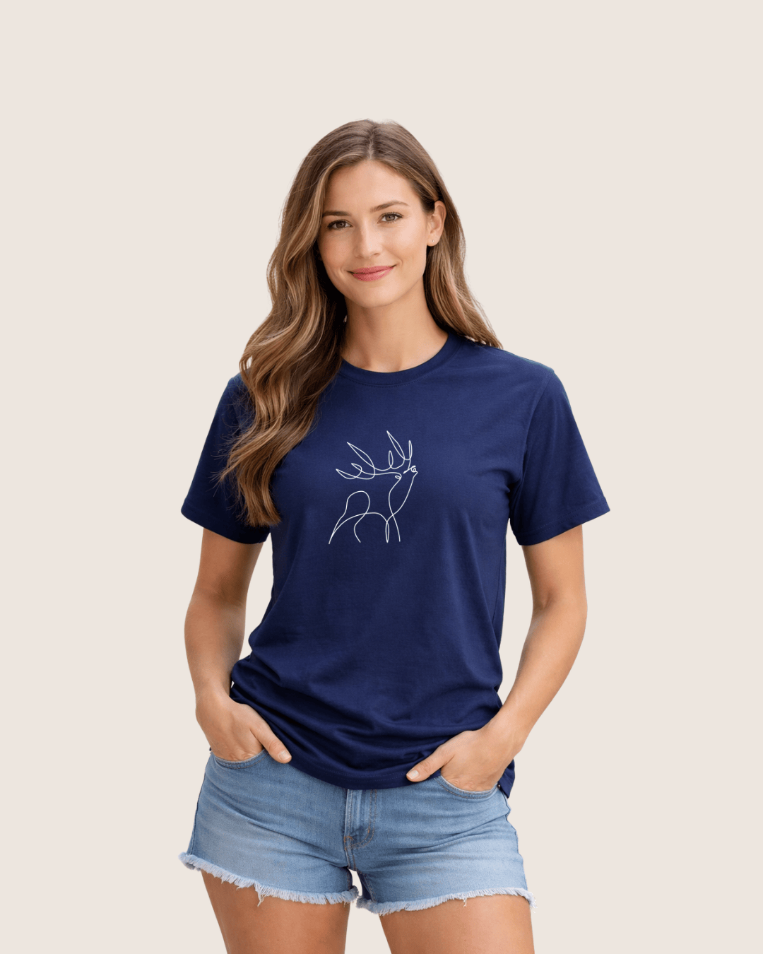 Line Art Deer T-shirt