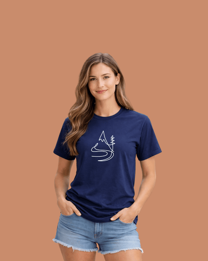 Line Art River Landscape T-shirt