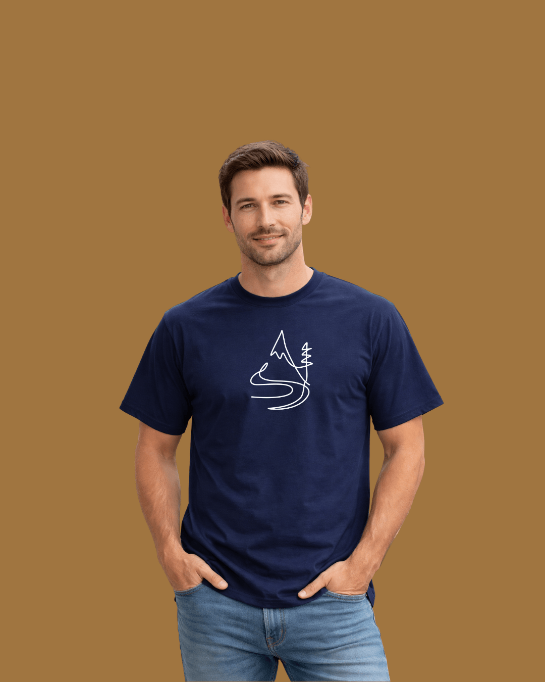 Line Art River Landscape T-shirt
