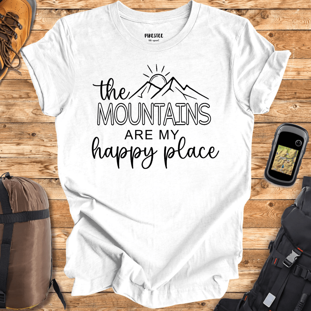 "The Mountains are my Happy Place" graphic T-shirt