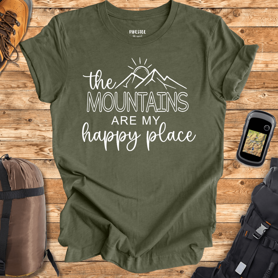 "The Mountains are my Happy Place" graphic T-shirt