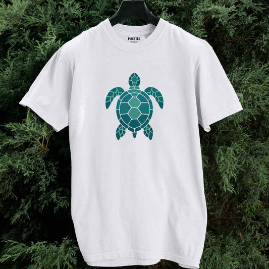 Geometric Blue Turtle T-shirt