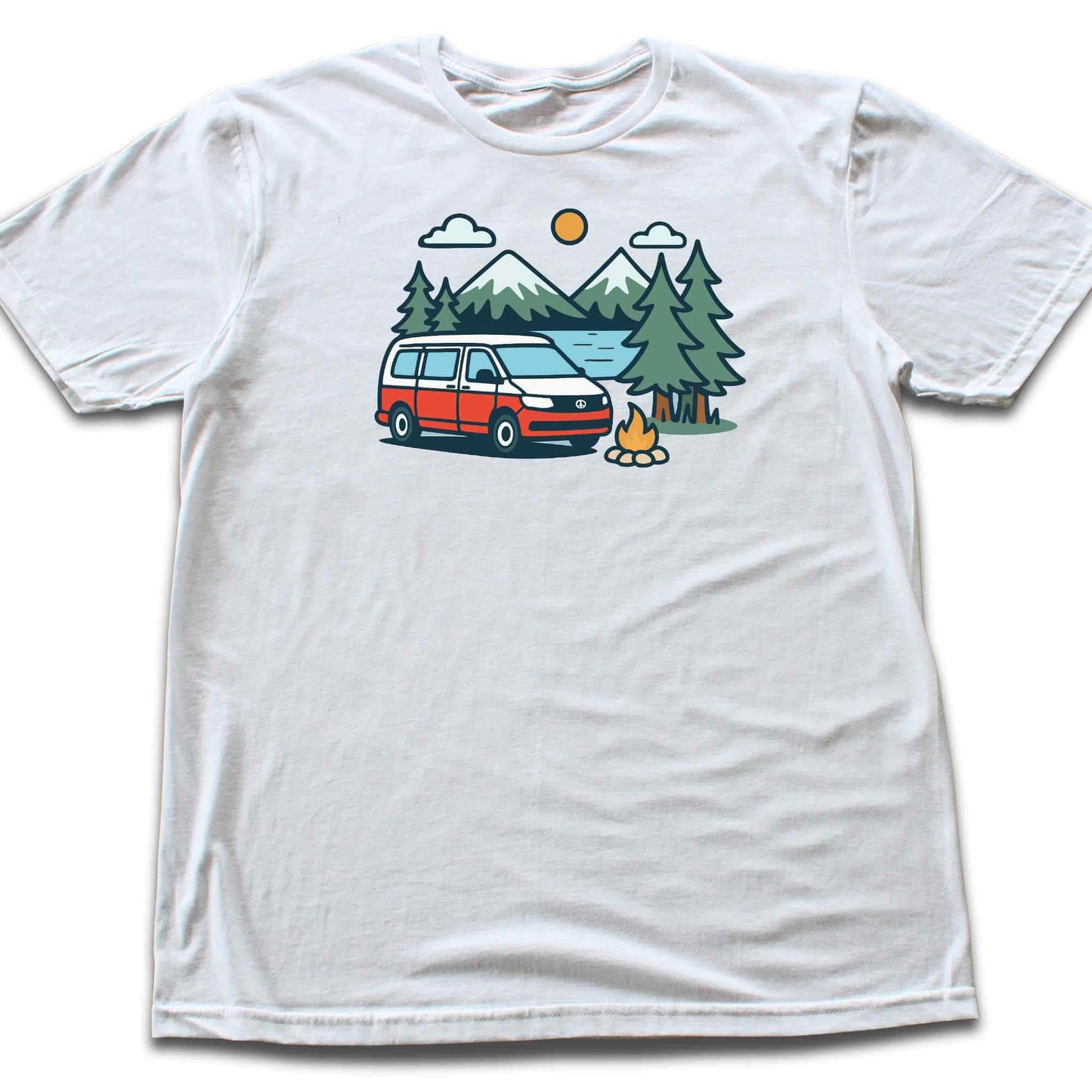 Cartoon Van Lake Mountain T-shirt