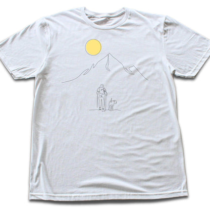 Line Art Hiker And Dog  T-shirt