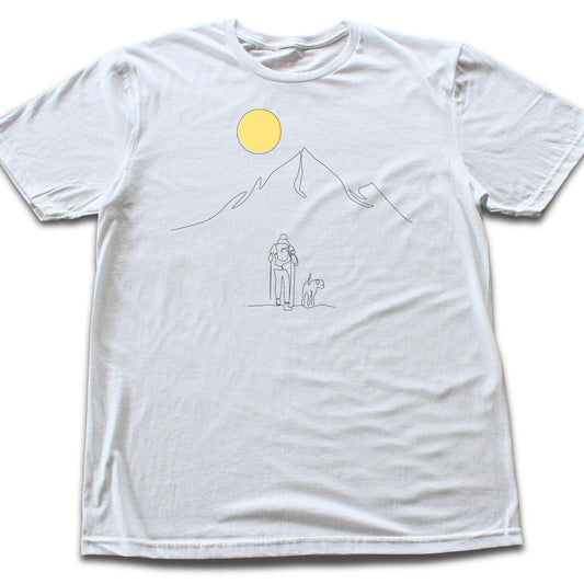 Line Art Hiker And Dog  T-shirt