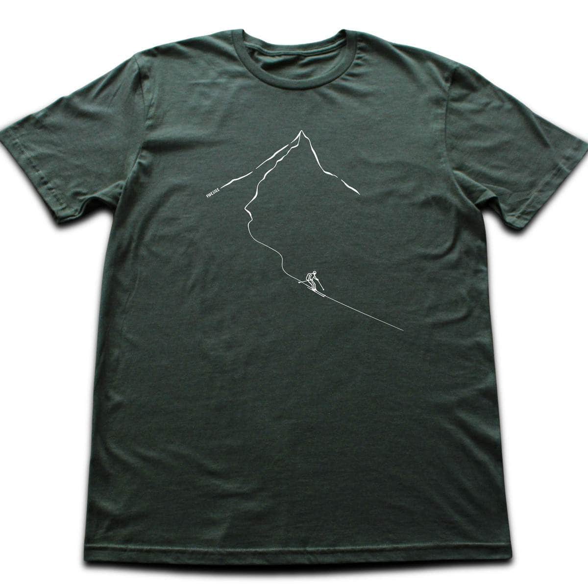 Minimalist Skier Path T-shirt - Military Green