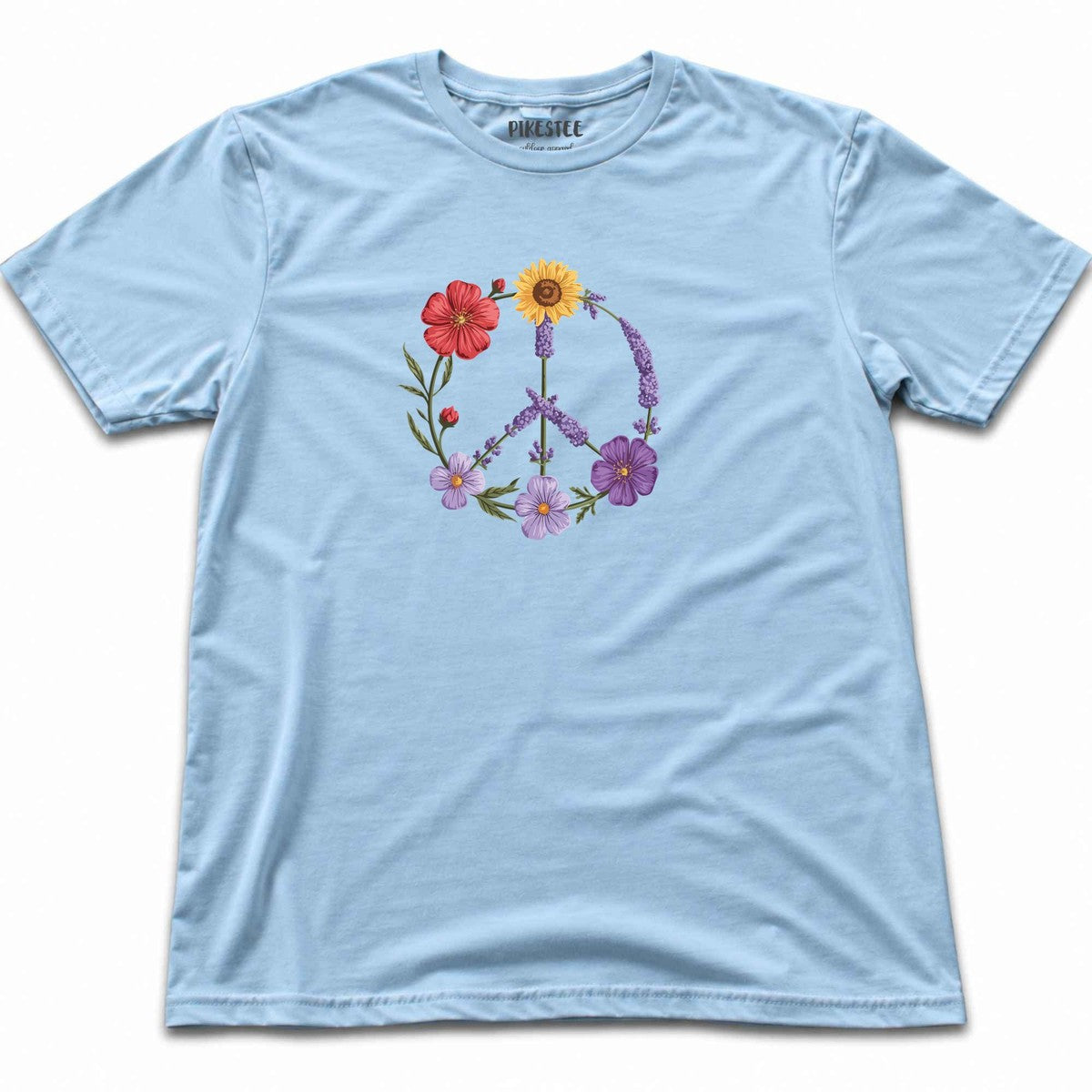Peace Flowers T-shirt - Light Blue