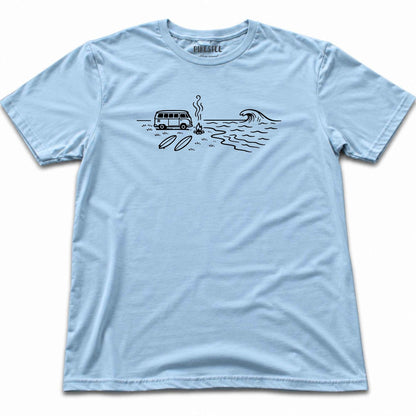 Van On The Beach T-shirt - Light Blue