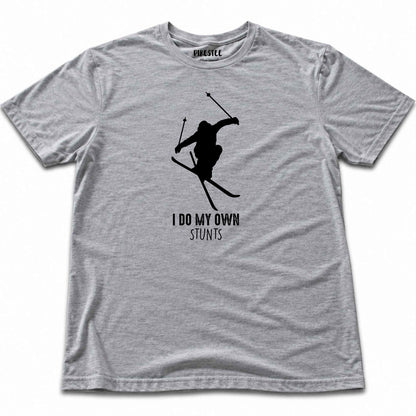 I Do My Own Stunts Ski T-shirt - Sport Grey