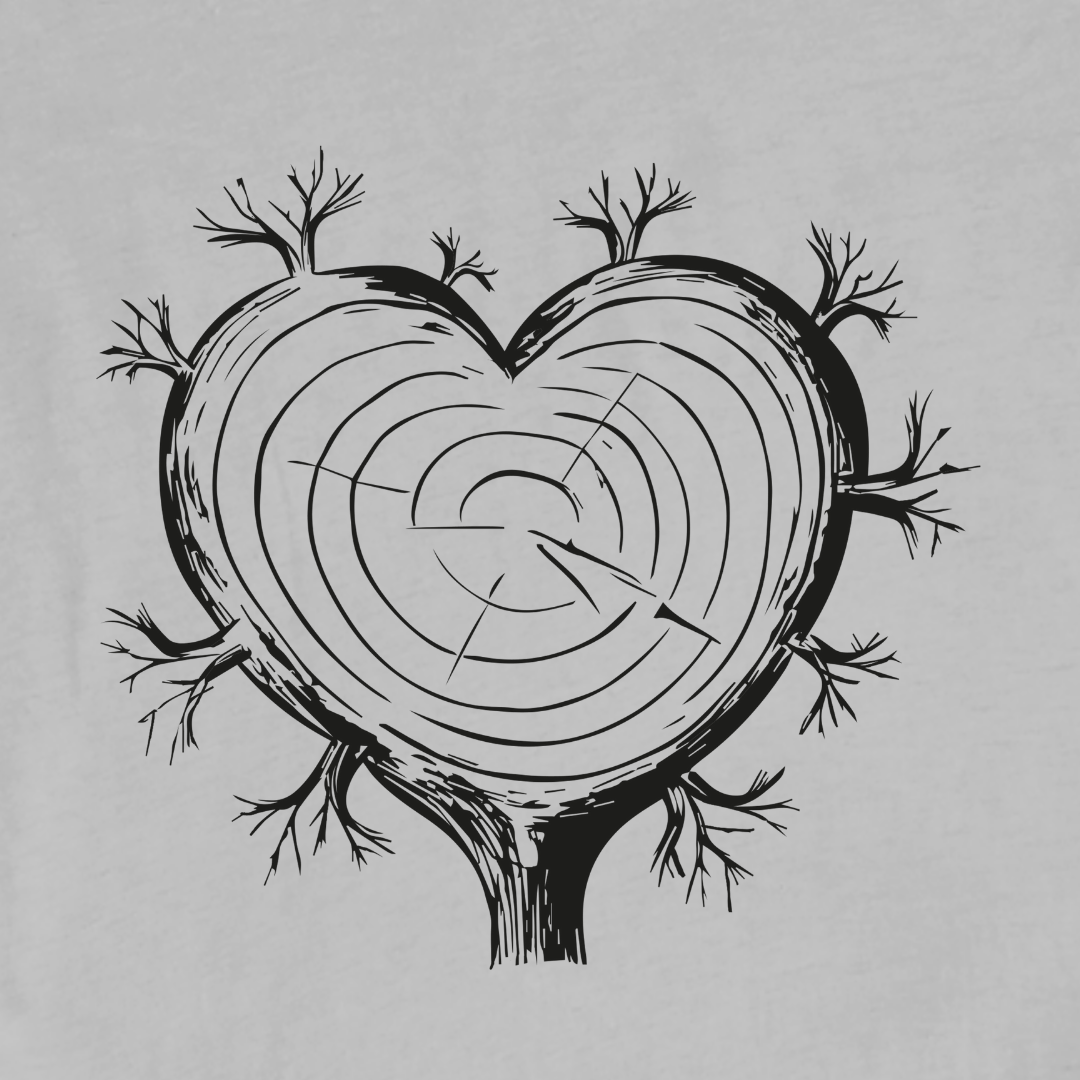 "Wooden Heart" graphic T-shirt