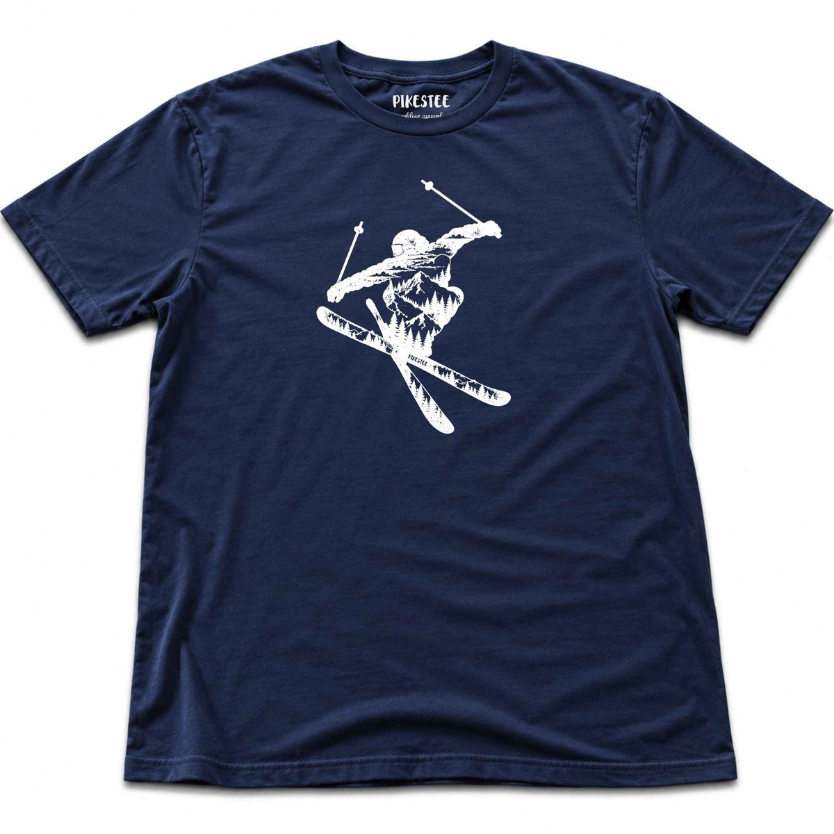 Mountain Landscape Ski Jump T-shirt - Navy