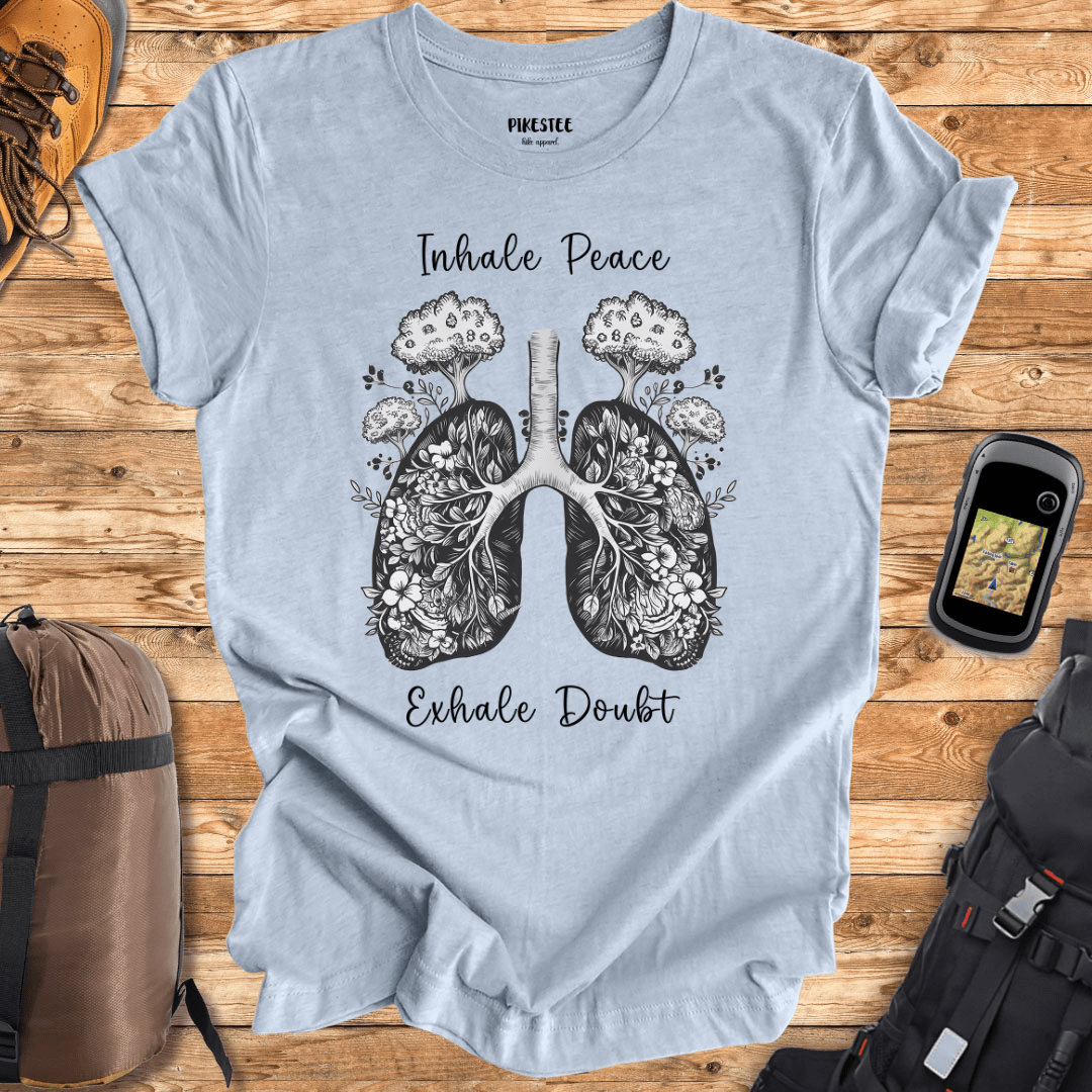 "Inhale Peace, Exhale Doubt" graphic T-shirt