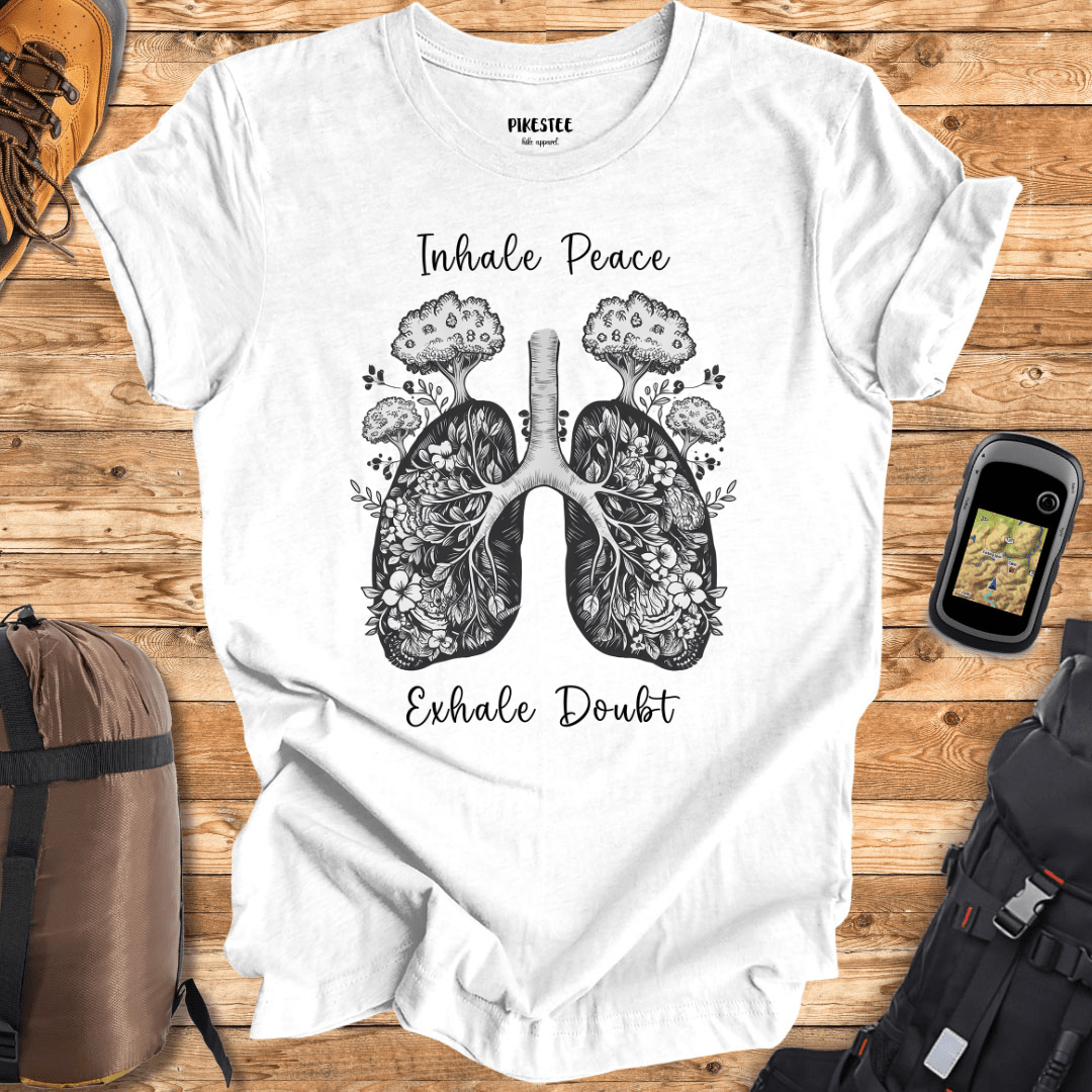 "Inhale Peace, Exhale Doubt" graphic T-shirt