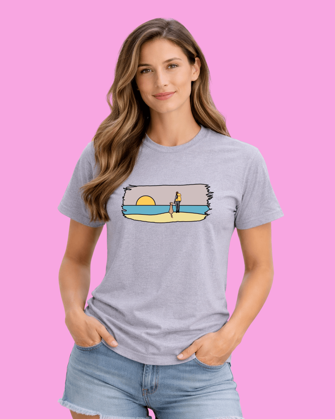 Girl And Dog Beach T-shirt