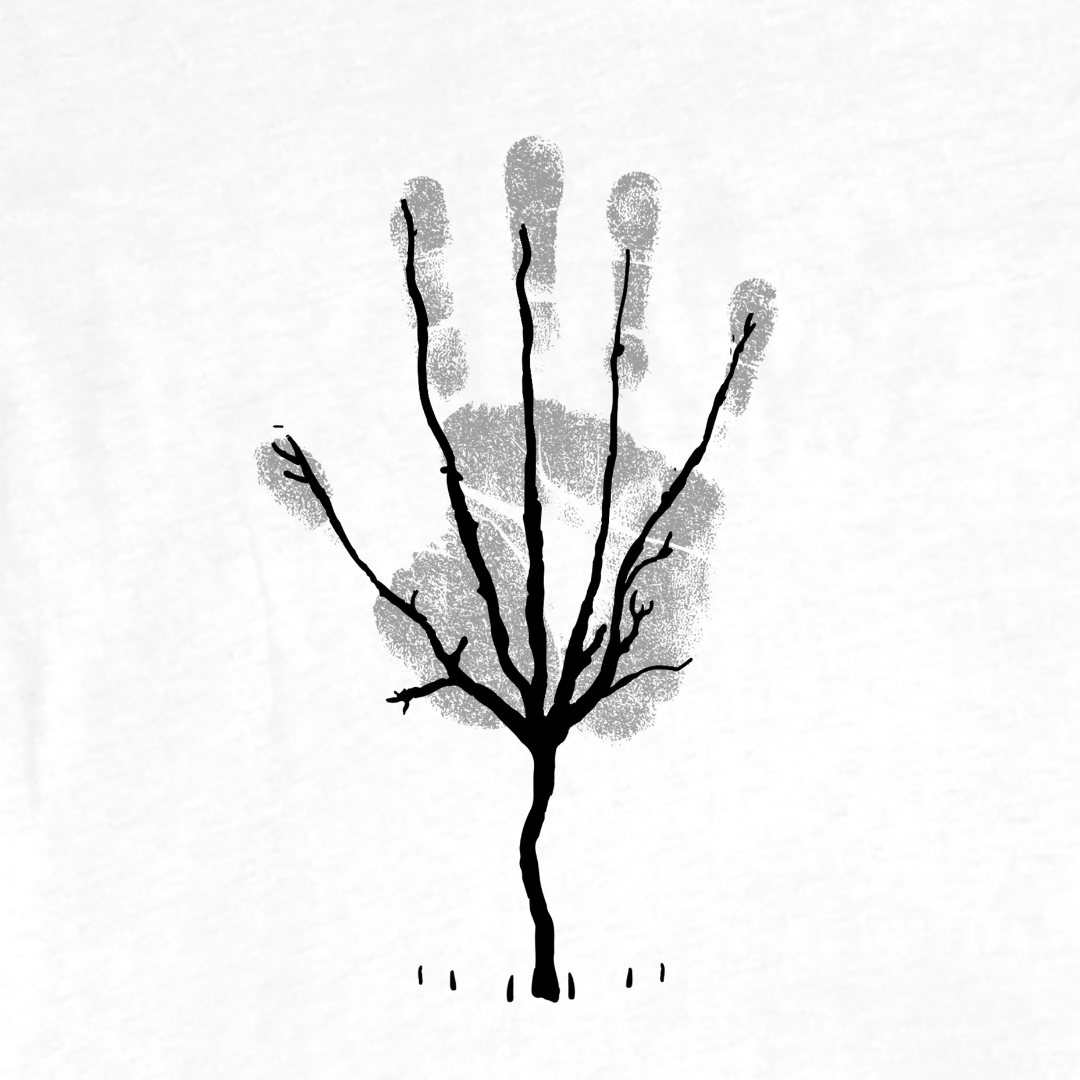 "Hand Print Tree" graphic T-shirt