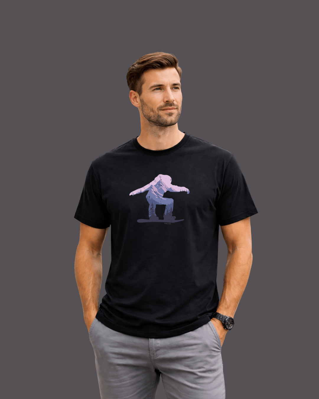 Snowboarder Silhouette Landscape T-shirt