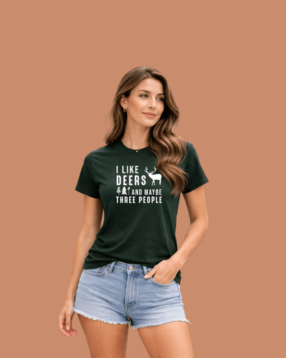 "I like Deer And Maybe Three People" Graphic T-shirt
