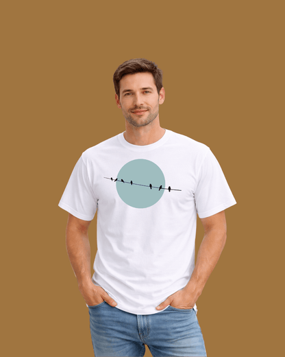 Bird Line And Sun T-shirt