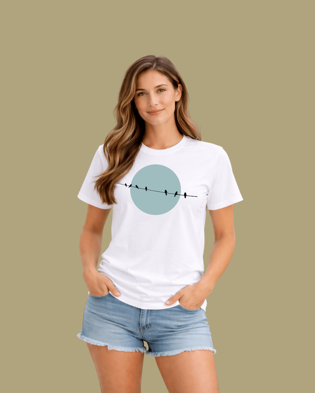 Bird Line And Sun T-shirt
