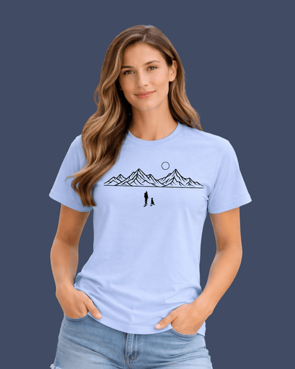 Mountains Girl And Dog T-shirt