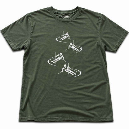 Skier Race Turns T-shirt - Military Green