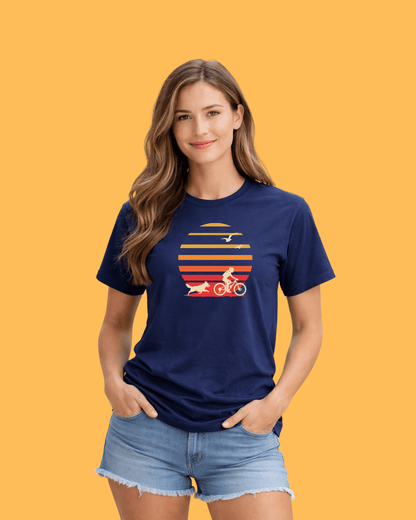 Biking Girl And Dog Colors T-shirt