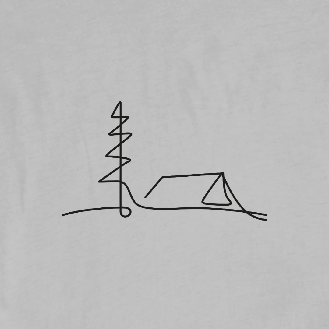 "Simple Line Art Camp" graphic T-shirt